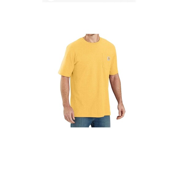 Carhartt Men’s Large  T-shirt WorkWear Pocket Heavyweight Yellow NEW - Picture 2 of 5